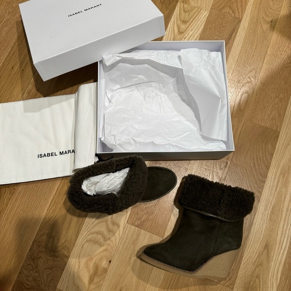 BNIB Isabel marant totam shearling bootie wedge boot - Picture 6 of 9